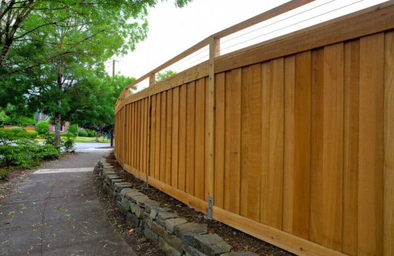 Curved fence and walkway.