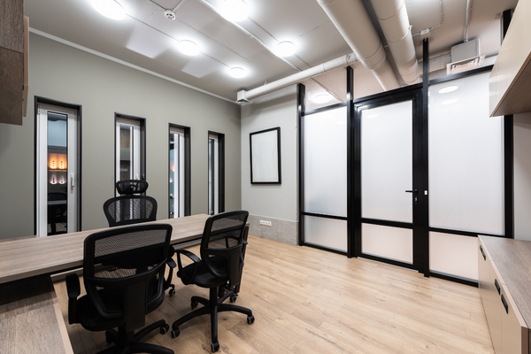 Modern office decor in a back dental office.